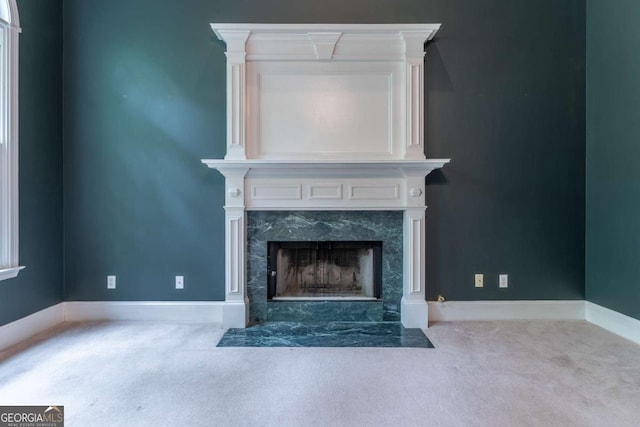 3801 Stonebriar Ln, Duluth, GA 30097 - detailed view of carpet, a premium fireplace, and baseboards
