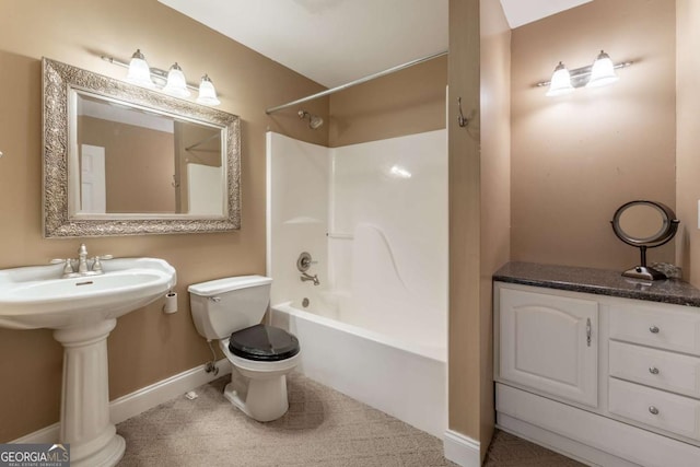 3801 Stonebriar Ln, Duluth, GA 30097 - bathroom with toilet, bathtub / shower combination, and baseboards