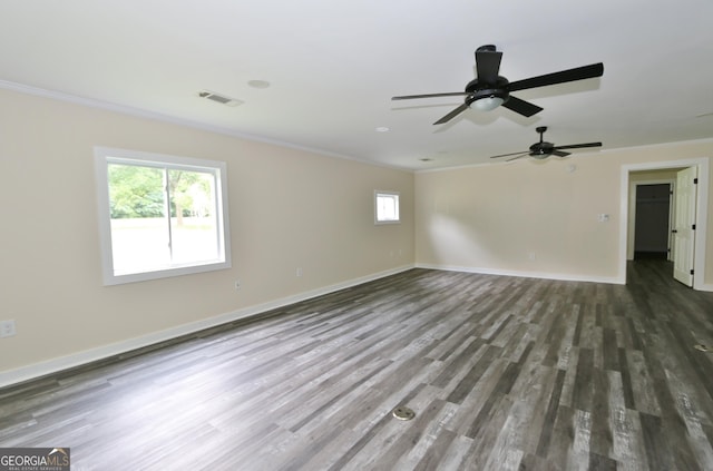 3434 Union Point Rd, Union Point, GA 30669 - unfurnished room featuring wood finished floors, plenty of natural light, crown molding, baseboards, and ceiling fan