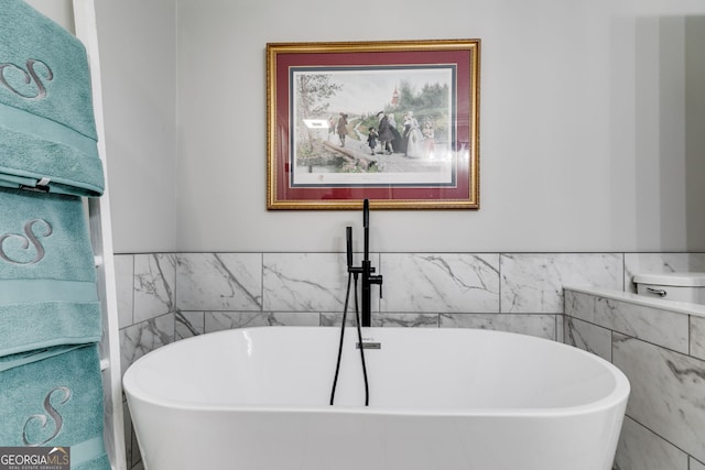 212 Teepee Trl, Whitesburg, GA 30185 - full bathroom with a freestanding bath and tile walls