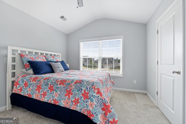8 Saint Charles Ave, Sharpsburg, GA 30277 - bedroom with carpet flooring, vaulted ceiling, and ceiling fan