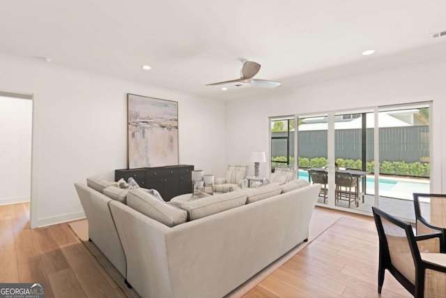 616 Neptune Way, Saint Simons, GA 31522 - living area with a ceiling fan, recessed lighting, and light wood-style floors