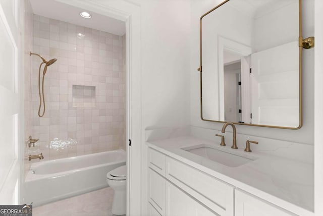 616 Neptune Way, Saint Simons, GA 31522 - full bath with vanity, bathing tub / shower combination, recessed lighting, and tile patterned floors