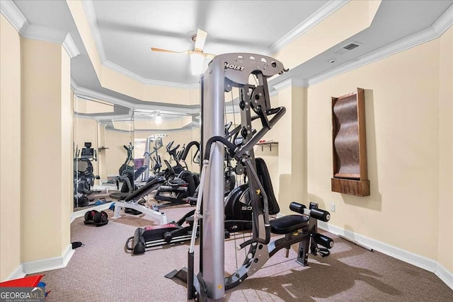 4670 Hamden Forest Dr SW, Atlanta, GA 30331 - gym with crown molding and carpet