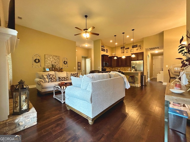 307 Legacy Park Dr, Perry, GA 31069 - living area featuring ceiling fan and dark wood finished floors