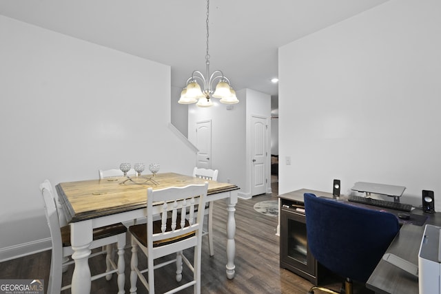 102 Brookstone Way, Rincon, GA 31326 - dining area featuring a chandelier, baseboards, dark wood finished floors, an office area, and recessed lighting