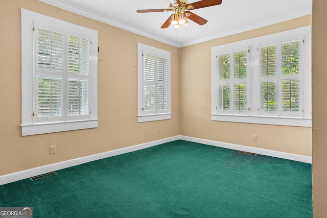7443 Church St, Bartow, GA 30413 - carpeted spare room featuring plenty of natural light, crown molding, ceiling fan, and baseboards