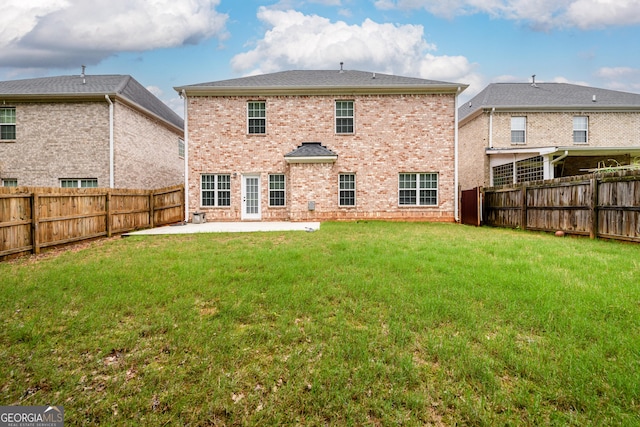 1076 Scenic Park Trl, Lawrenceville, GA 30046 - rear view of property with a patio area, brick siding, and a fenced backyard