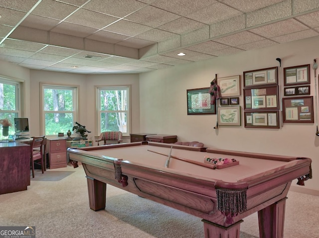 307 Worthing Ln, Mcdonough, GA 30253 - rec room featuring billiards table, carpet, and healthy amount of natural light