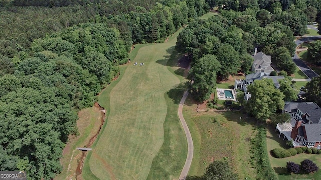 307 Worthing Ln, Mcdonough, GA 30253 - aerial overview of property's location with a heavily wooded area and a local golf course
