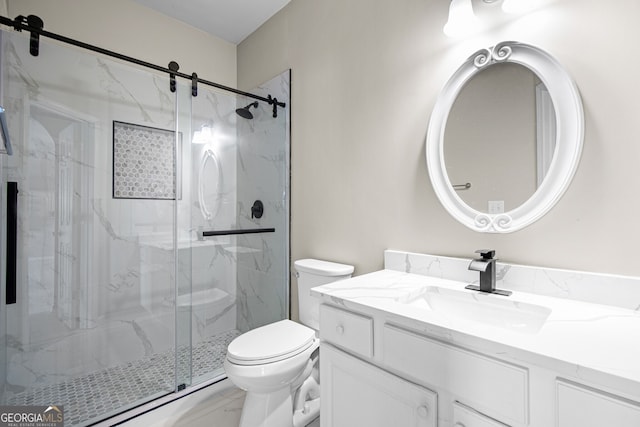 2030 Brook Meadow Dr, Alpharetta, GA 30005 - full bathroom with marble look tile flooring, vanity, and a marble finish shower
