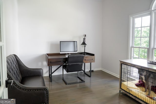 4046 Creekview Ridge Dr, Buford, GA 30518 - home office featuring healthy amount of natural light and dark wood-style floors