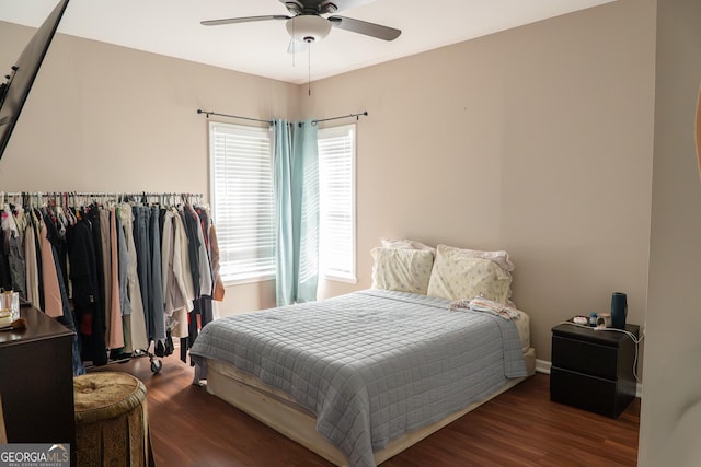 4046 Creekview Ridge Dr, Buford, GA 30518 - bedroom featuring wood finished floors and ceiling fan