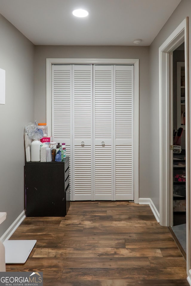 4046 Creekview Ridge Dr, Buford, GA 30518 - bedroom featuring a closet, recessed lighting, and dark wood-style flooring