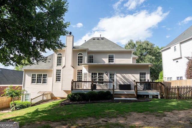 4046 Creekview Ridge Dr, Buford, GA 30518 - rear view of property with a chimney and a deck