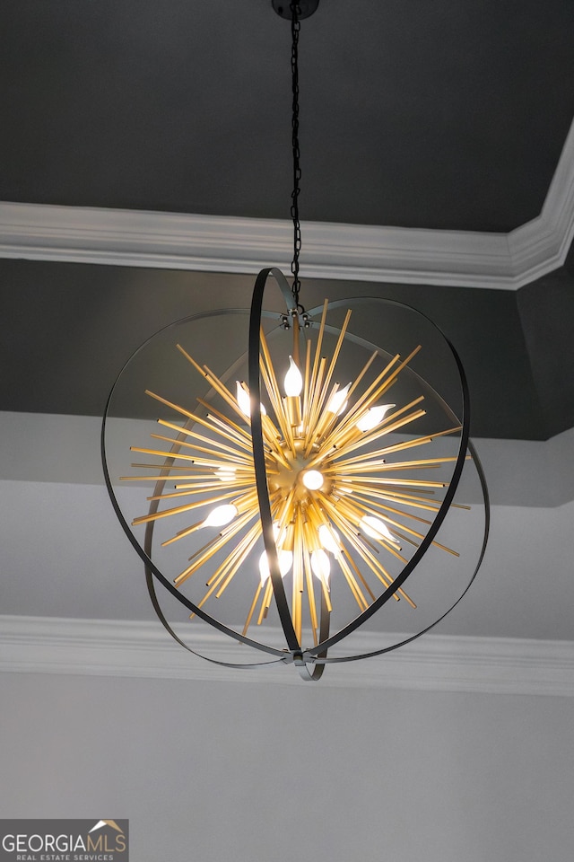 4046 Creekview Ridge Dr, Buford, GA 30518 - detailed view of a chandelier and crown molding