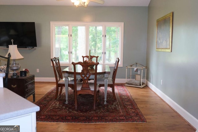 1101 Forrest Hills Dr, Watkinsville, GA 30677 - dining space with healthy amount of natural light, ceiling fan, and wood finished floors