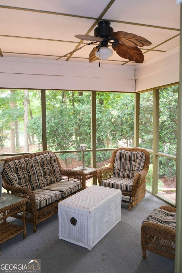 1101 Forrest Hills Dr, Watkinsville, GA 30677 - sunroom / solarium with ceiling fan and an outdoor hangout area