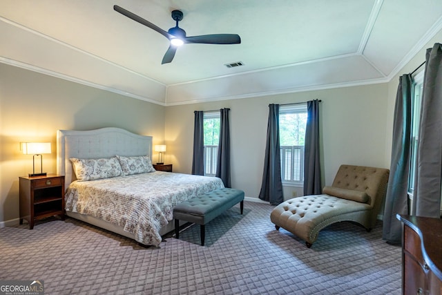 3010 White Oak Ct, Lagrange, GA 30240 - bedroom featuring carpet floors, a ceiling fan, and crown molding