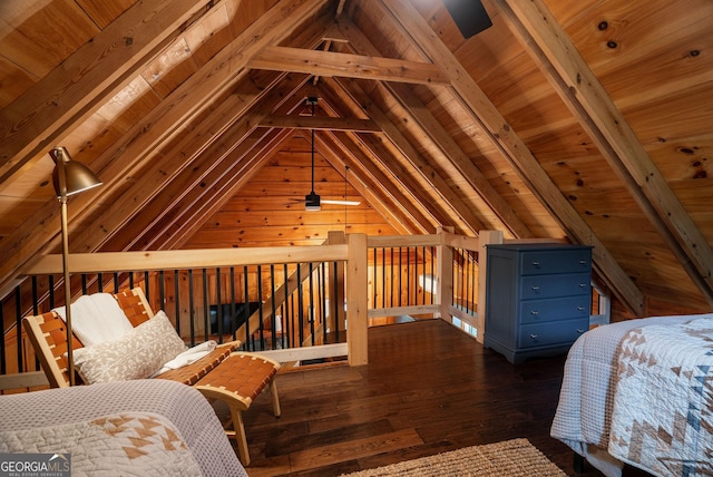 174 Little Rock Creek Ct, Cherry Log, GA 30522 - bedroom featuring dark wood-style flooring and wooden ceiling