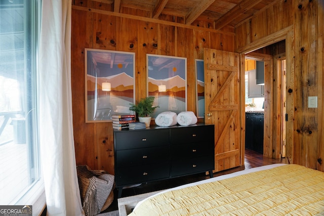 174 Little Rock Creek Ct, Cherry Log, GA 30522 - bedroom with wooden walls and wooden ceiling