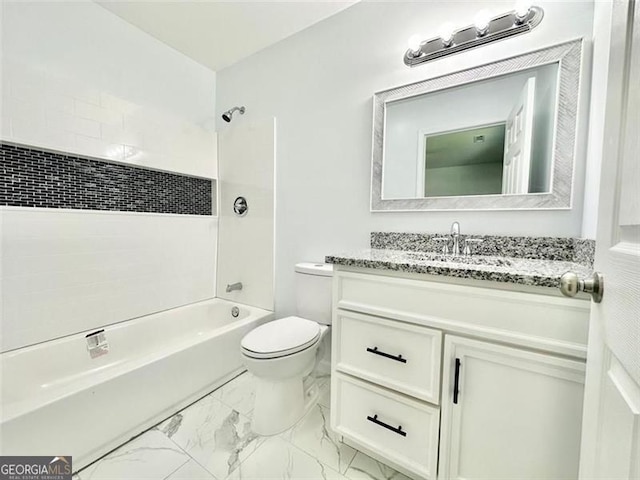 1 Addington Ct NW Unit B, Rome, GA 30165 - full bathroom with shower / bath combination, vanity, marble finish floors, and toilet
