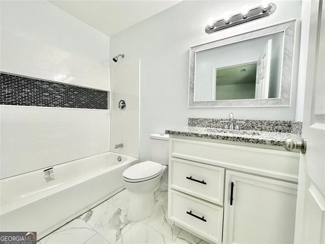 1 Addington Ct NW Unit B, Rome, GA 30165 - full bath with bathtub / shower combination, vanity, marble finish floors, and toilet