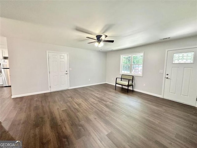 1 Addington Ct NW Unit B, Rome, GA 30165 - entryway with a ceiling fan, dark wood-type flooring, and baseboards