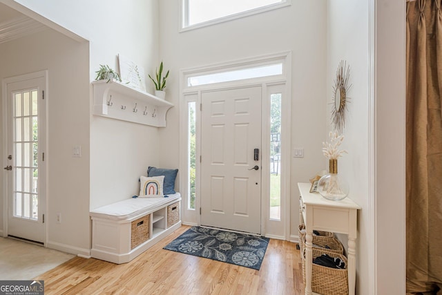4096 Vinings Mill Trl SE, Smyrna, GA 30080 - entrance foyer featuring wood finished floors, baseboards, and a towering ceiling