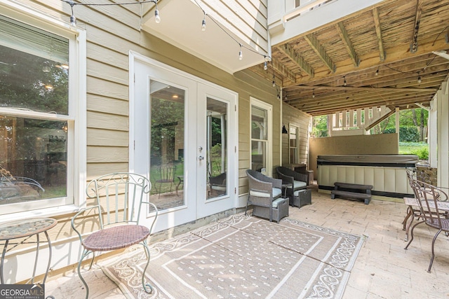 4096 Vinings Mill Trl SE, Smyrna, GA 30080 - view of patio / terrace with a hot tub and french doors