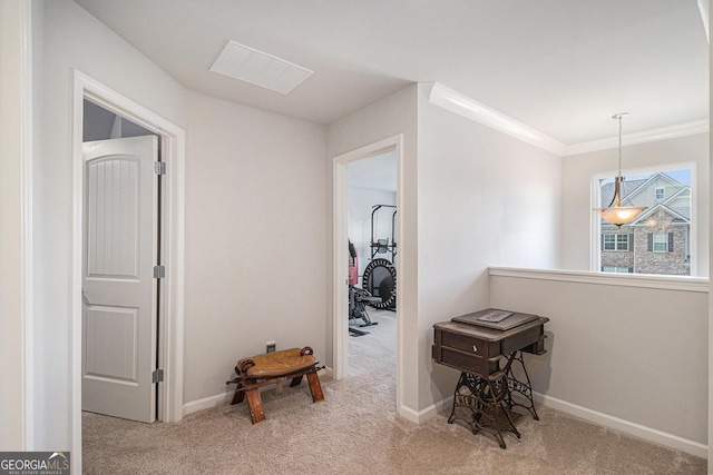 210 Kestrel Cir, Covington, GA 30014 - hallway featuring carpet floors and baseboards