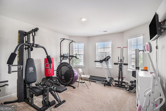 210 Kestrel Cir, Covington, GA 30014 - workout room featuring carpet flooring and baseboards