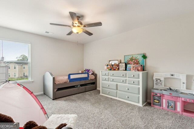 102 Olson Way, Kingsland, GA 31548 - bedroom with carpet flooring, baseboards, and ceiling fan