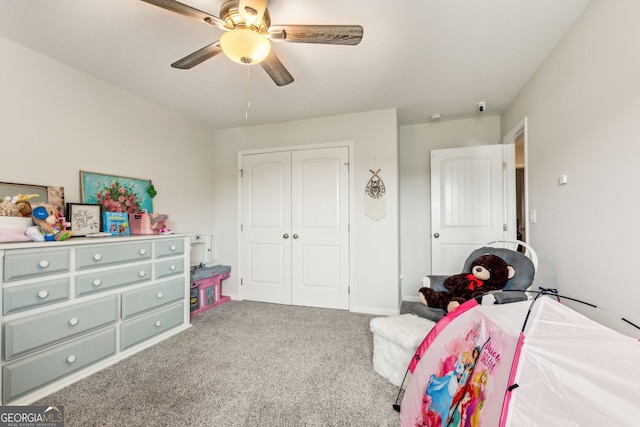 102 Olson Way, Kingsland, GA 31548 - carpeted bedroom featuring a closet, ceiling fan, and baseboards