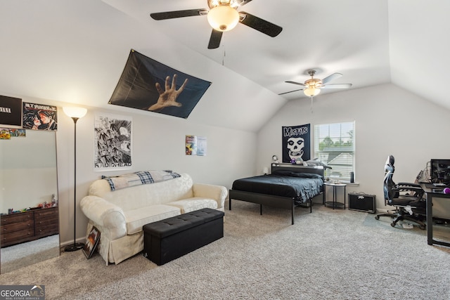 102 Olson Way, Kingsland, GA 31548 - bedroom with carpet floors, vaulted ceiling, and a ceiling fan