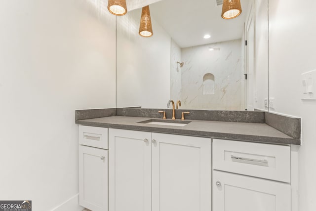 260 Guild Ln, Fayetteville, GA 30214 - full bathroom with vanity and a marble finish shower