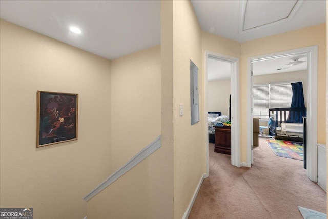 1955 Shawn Wayne Cir SE, Atlanta, GA 30316 - hall with carpet, an upstairs landing, and electric panel