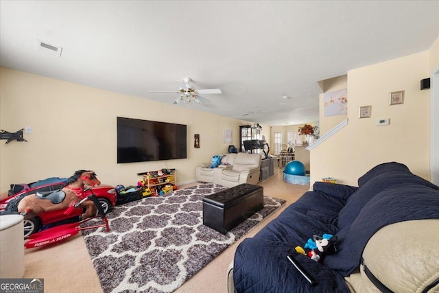 1955 Shawn Wayne Cir SE, Atlanta, GA 30316 - living room featuring carpet and ceiling fan