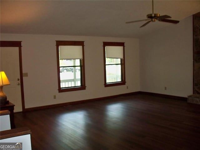 219 Park Ave, Woodstock, GA 30188 - unfurnished living room with wood finished floors and a ceiling fan