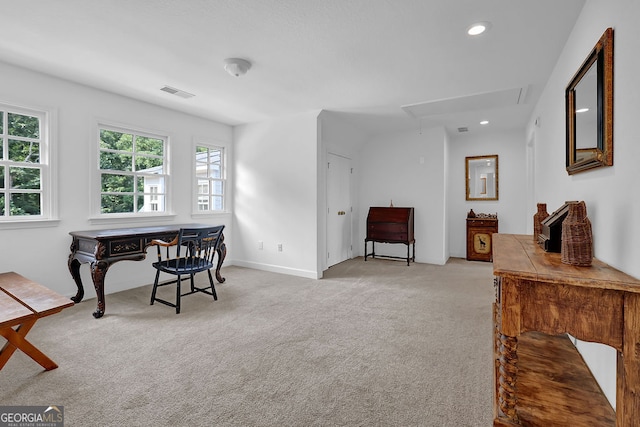 2216 Trammel Rd, Cumming, GA 30041 - office space featuring attic access, light carpet, and recessed lighting