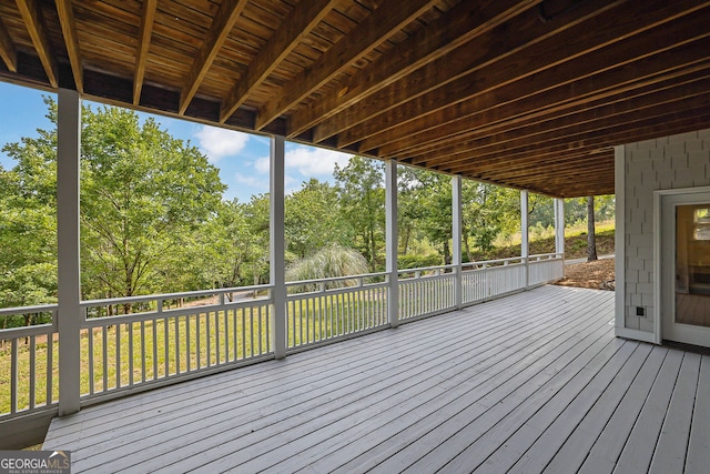 2216 Trammel Rd, Cumming, GA 30041 - wooden deck with view of wooded area