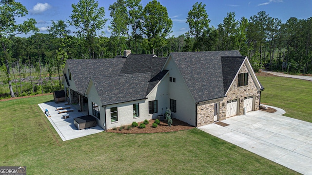 5700 Goolsby Rd, Monticello, GA 31064 - view of front of house featuring driveway, stone siding, a chimney, and a front lawn