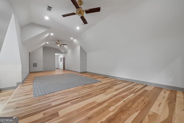 5700 Goolsby Rd, Monticello, GA 31064 - additional living space with ceiling fan, lofted ceiling, wood finished floors, recessed lighting, and baseboards