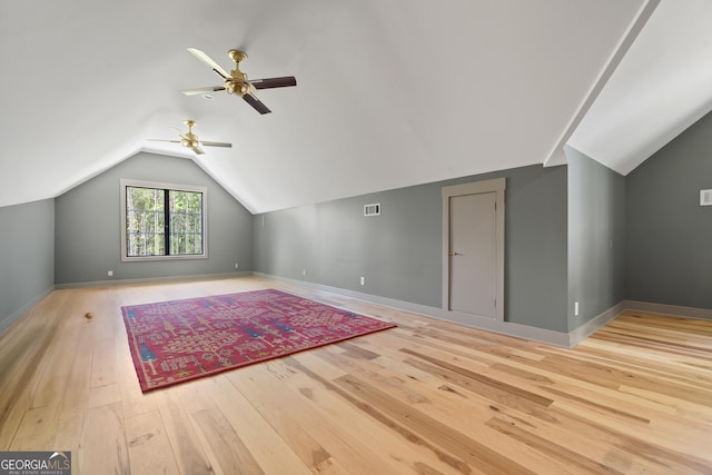5700 Goolsby Rd, Monticello, GA 31064 - bonus room with vaulted ceiling, ceiling fan, hardwood / wood-style floors, and baseboards