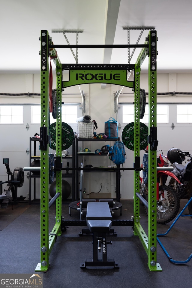 5700 Goolsby Rd, Monticello, GA 31064 - exercise room featuring healthy amount of natural light and a garage