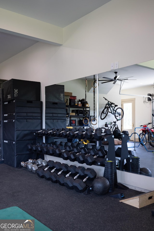 5700 Goolsby Rd, Monticello, GA 31064 - workout area featuring vaulted ceiling
