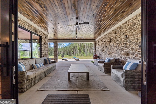 5700 Goolsby Rd, Monticello, GA 31064 - view of patio featuring an outdoor living space and a ceiling fan