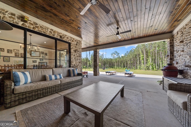5700 Goolsby Rd, Monticello, GA 31064 - view of patio / terrace featuring ceiling fan and outdoor lounge area