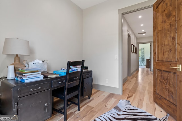 5700 Goolsby Rd, Monticello, GA 31064 - office with light wood-type flooring, recessed lighting, and baseboards