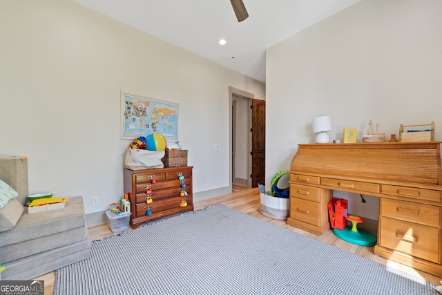 5700 Goolsby Rd, Monticello, GA 31064 - bedroom with light wood-type flooring, ceiling fan, and recessed lighting